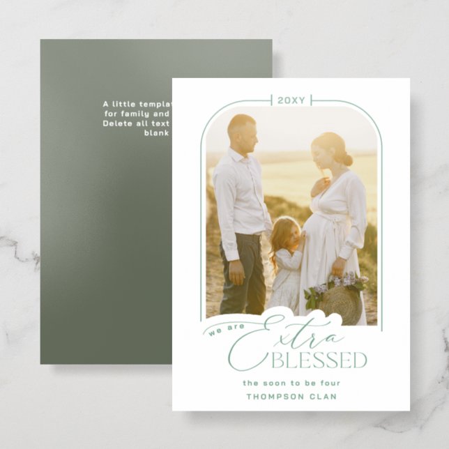Extra Blessed Pregnancy Holiday Letterpress Card (Front/Back)
