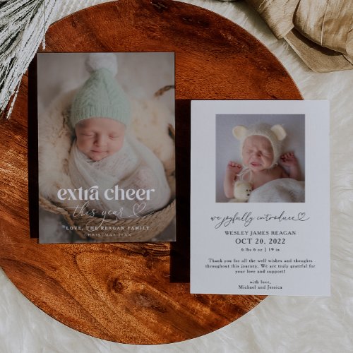 Extra Cheer Christmas Birth Announcement