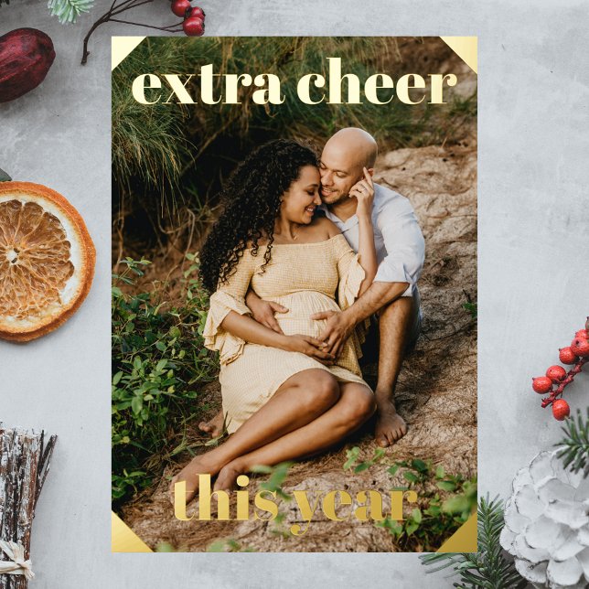 Extra Cheer This Year Pregnancy Announcement Card (Creator Uploaded)