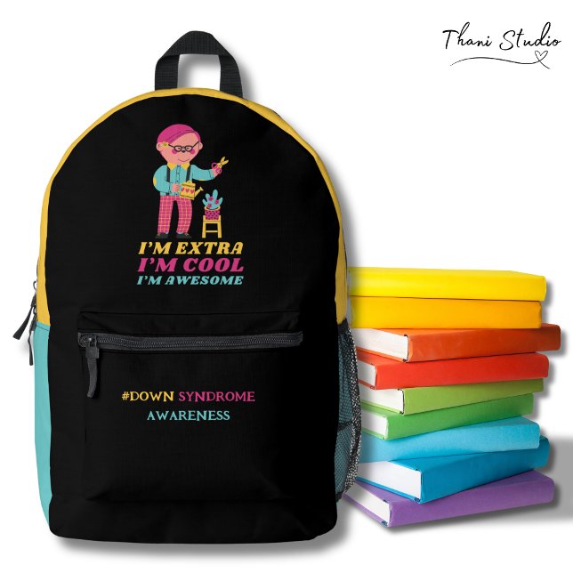 Extra Cool Awesome Boy Down Syndrome Awareness Day Printed Backpack (Creator Uploaded)