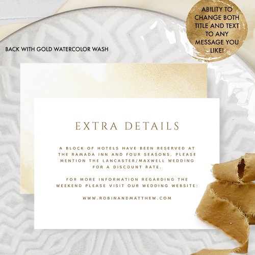 Extra Details Or Other Golden Yellow Wash Wedding Enclosure Card