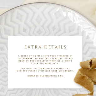 Extra Details (Or Other), White and Gold Wedding Enclosure Card