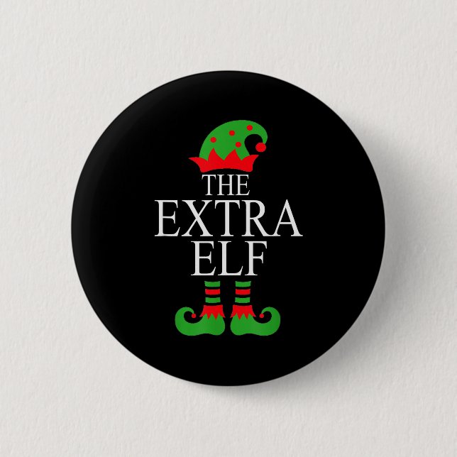 Extra Elf Family Matching Christmas Group Pajama M Button (Front)