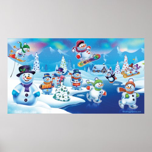 Extra giant poster Winter Wonderland with snowmen Poster