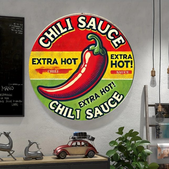 Extra Hot Chili Sauce Round Sign (Creator Uploaded)