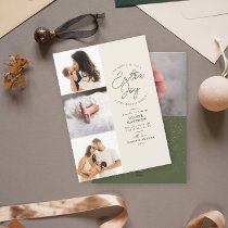 Extra Joy Photo Green Holiday Birth Announcement