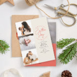 Extra Joy Photo Red Holiday Birth Announcement<br><div class="desc">Present your baby to the world in style with this minimalist birth announcement this holiday season. Featuring template spaces for 4 images and 100% of text is editable.</div>