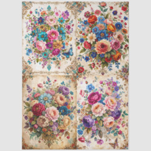 Extra Large Baroque Colorful Florals Decoupage Tissue Paper