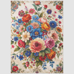Extra Large Baroque Colorful Florals Decoupage Tissue Paper