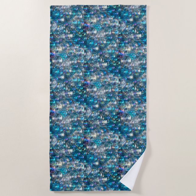 Extra Large Bath Towel Bubbles Bathroom Aqua Blue (Front)