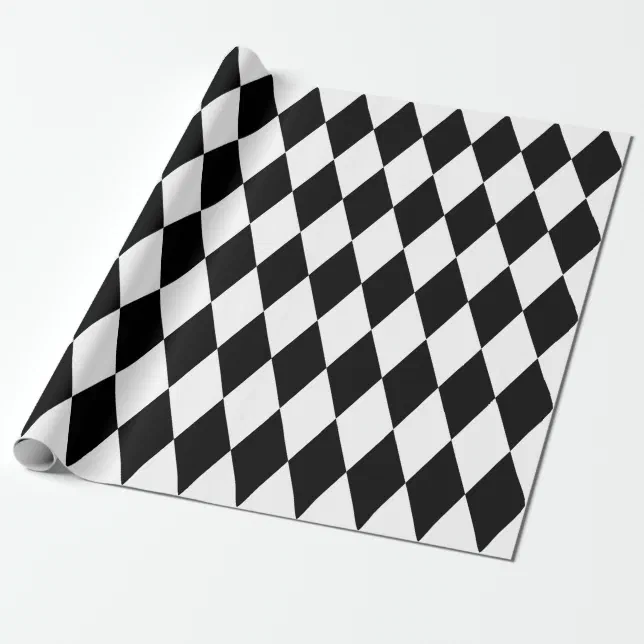Extra Large Black and White Harlequin Wrapping Paper | Zazzle