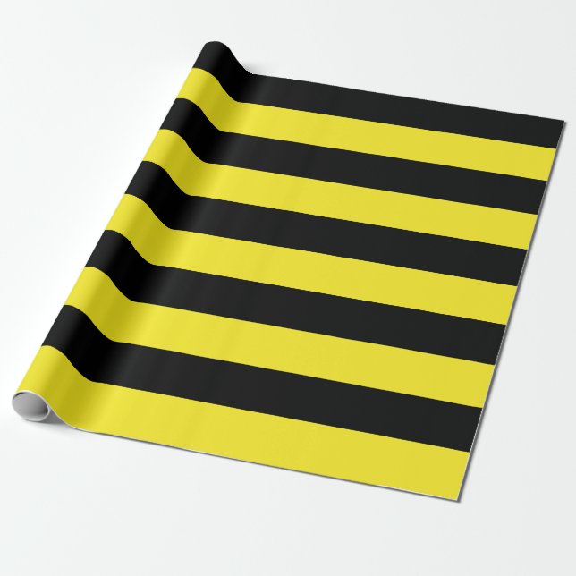 Extra Large Black and Yellow Stripes Wrapping Paper (Unrolled)