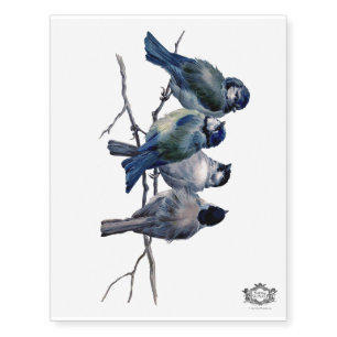 Extra large, Blue Birds on a branch Temporary Tattoos