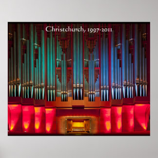 Extra large Christchurch Town Hall organ poster