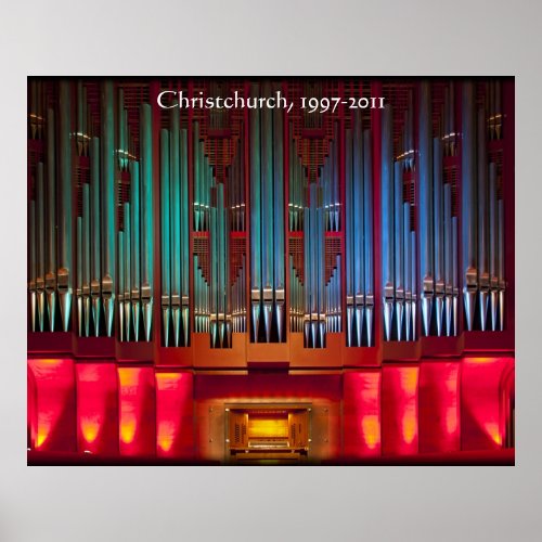 Extra large Christchurch Town Hall organ poster