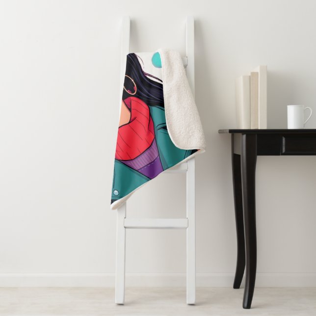 Extra Large Cozy Sherpa Blanket – Autumn Girl Art  (In Situ)