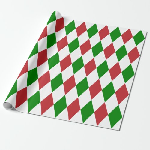 Extra Large Dark Red Green and White Harlequin Wrapping Paper