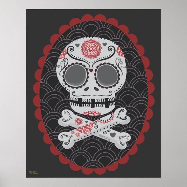 Extra Large Day of the Dead Sugar Skull Vector Art Poster (Front)