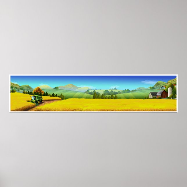 Extra Large Farm Scene Panoramic Art Poster (Front)