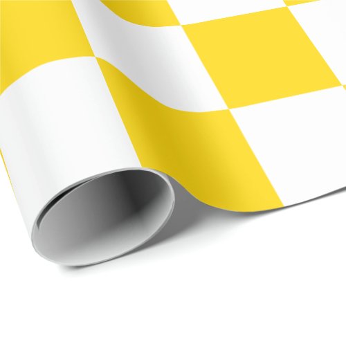 Extra Large Golden Yellow and White Checks Wrapping Paper