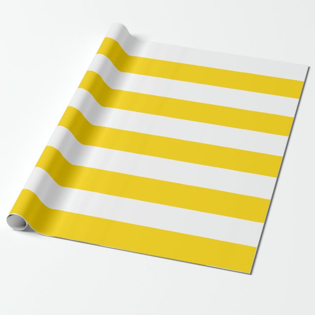Extra Large Golden Yellow and White Stripes Wrapping Paper (Unrolled)
