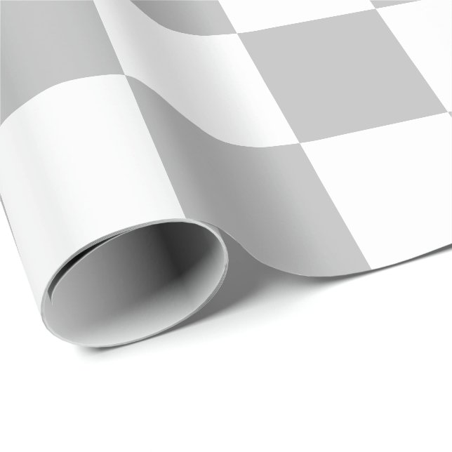 Extra Large Gray and White Checks Wrapping Paper (Roll Corner)
