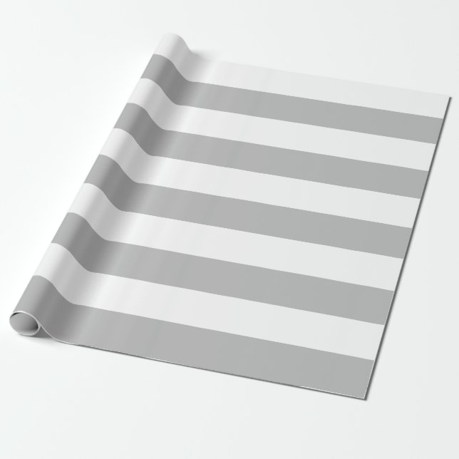Extra Large Gray and White Stripes Wrapping Paper (Unrolled)