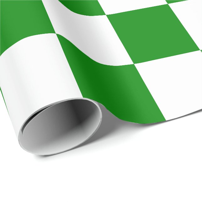 Extra Large Green and White Checks Wrapping Paper (Roll Corner)