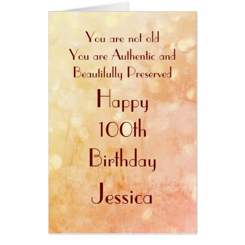 Extra Large humorous and elegant 100th Birthday Card