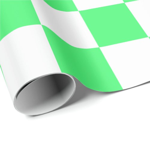 Extra Large Light Green and White Checks Wrapping Paper