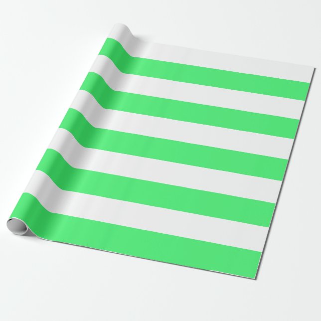 Extra Large Light Green and White Stripes Wrapping Paper (Unrolled)