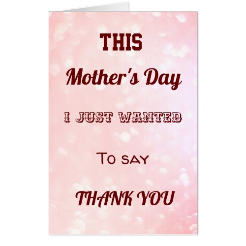 Extra Large modern Mothers Day Thank You design Card