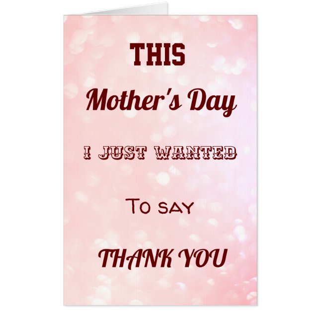 Extra Large modern Mother's Day Thank You design Card (Front)