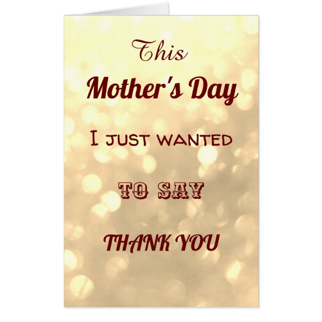 Extra Large Mother's Day Thank you design Card (Front)