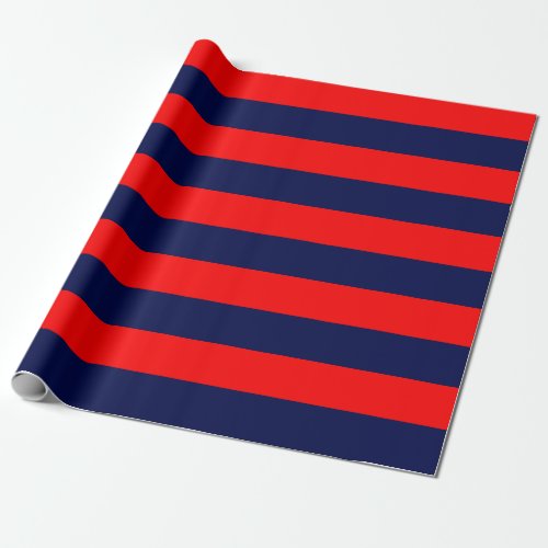 Extra Large Navy Blue and Red Stripes Wrapping Paper