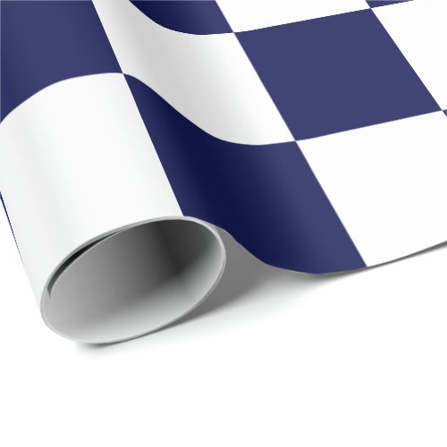 Extra Large Navy Blue and White Checks Wrapping Paper