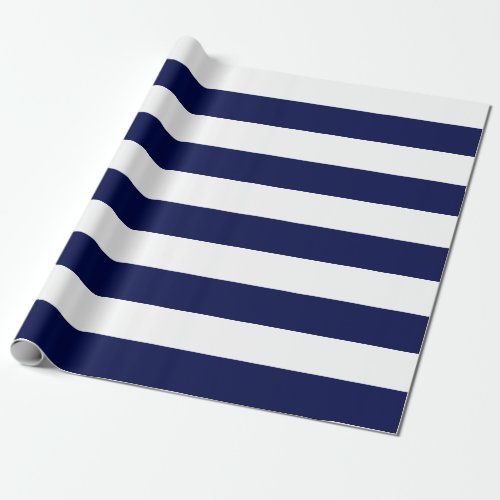 Extra Large Navy Blue and White Stripes Wrapping Paper