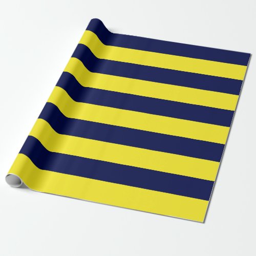 Extra Large Navy Blue and Yellow Stripes Wrapping Paper