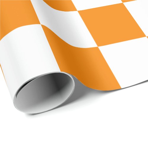 Extra Large Orange and White Checks Wrapping Paper