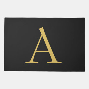 Extra Large Oversized Gray Gold Color Monogram Doormat