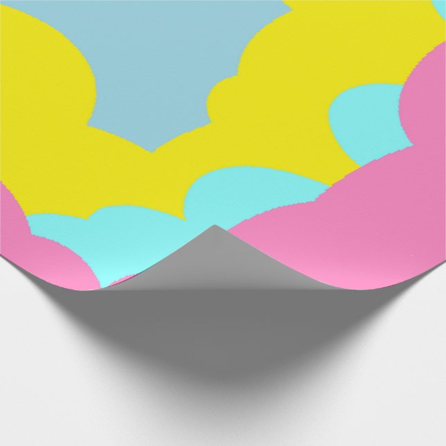 Extra large patterned in baby blue yellow and pink wrapping paper (Corner)