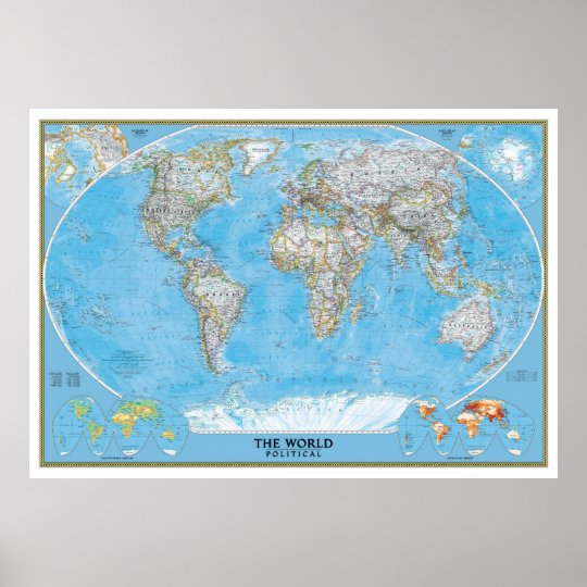 Extra Political World Map Poster Print