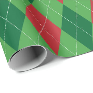 Extra Large Red and Green Argyle Wrapping Paper