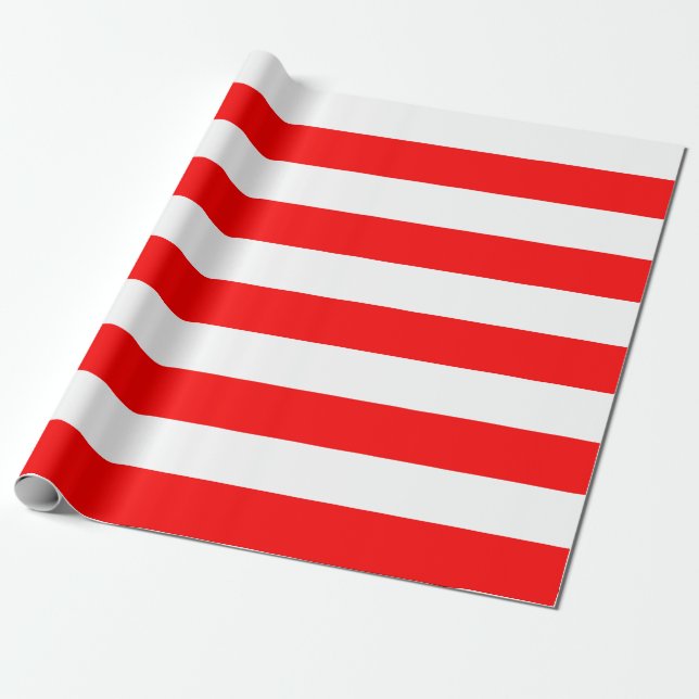 Extra Large Red and White Stripes Wrapping Paper (Unrolled)