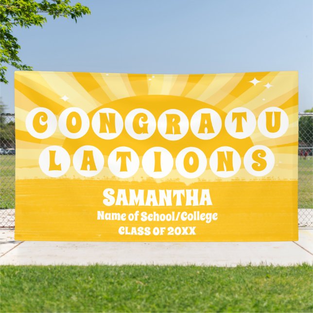 Extra Large Retro Sunshine Graduation Banner (Outside)