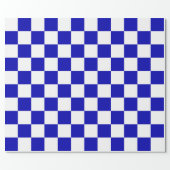 Extra Large Royal Blue and White Checks Wrapping Paper (Flat)