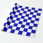 Extra Large Royal Blue and White Checks Wrapping Paper (Unrolled)