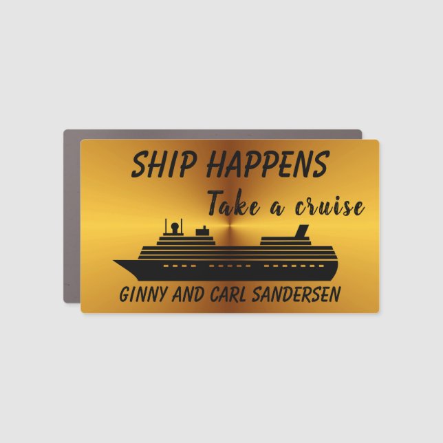 Extra Large Stateroom Door Marker Cruise Ship Gold Car Magnet (Front)