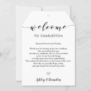 Extra Large Wedding Welcome Tag, Letter Itinerary