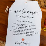 Extra Large Wedding Welcome Tag, Letter Itinerary<br><div class="desc">This modern and elegant card / gift tag is the perfect addition to your hotel welcome bags. Enter the main events and a customized note to help your guests navigate the weekend. The extra large size allows you to enter all the information you need, then just tie to the handles...</div>